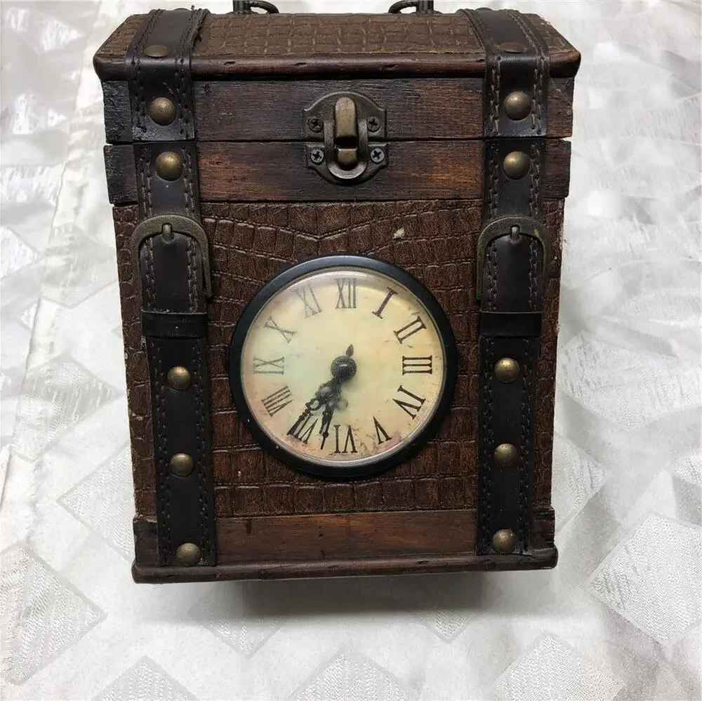 Vintage Style Wooden Clock Box